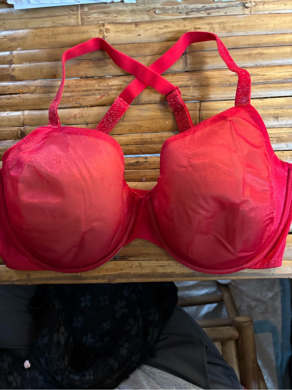 Victoria's Secret Red Underwire Bra with Crisscross Straps
